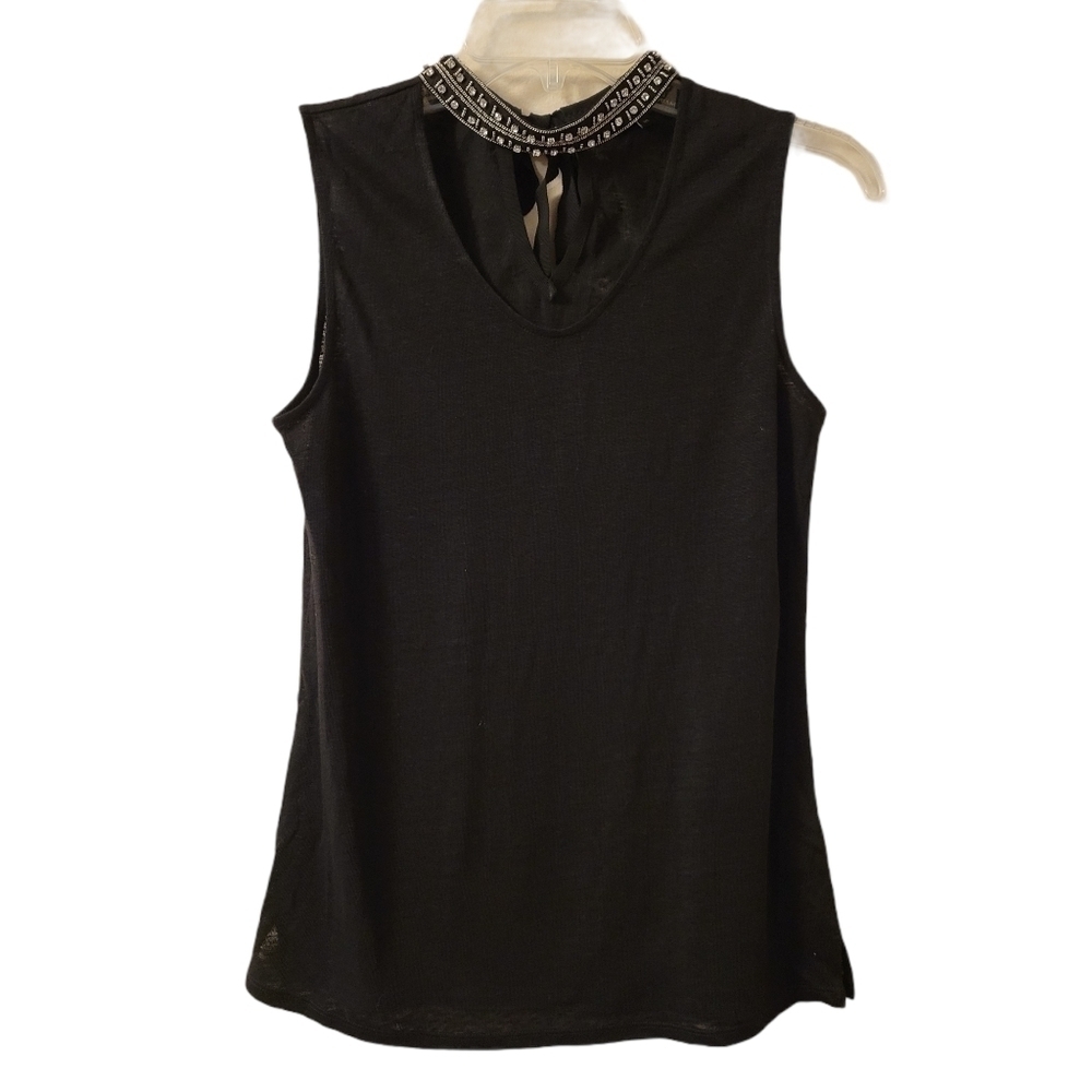 Generation Love Black Linen Lolita Embellished Top - Picture 2 of 9